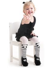 Panda – Leotardo blanco para niña en microfibra con motivo de panda – Knittex