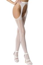 Collant bianco in rete effetto reggicalze – S018 Passion