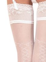 Calze sexy autoreggenti bianche con motivo allacciato – Ballerina