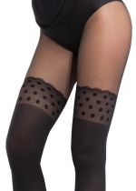 Panty Talla Grande Negro semiopaco con efecto de medias