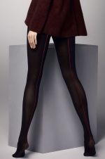 Amber – Panty opaco negro con costura – Veneziana