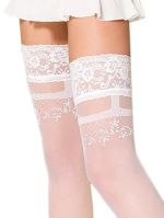 ST104 – Calze autoreggenti bianche da sposa con motivo fantasia – Passion