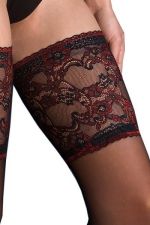 Avior – Calze autoreggenti con pizzo nero e rosso