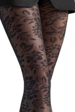 Roxane – Panty negro tallas grandes con motivo floral – Veneziana