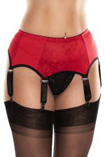 Adélia – Liguero Rojo con 6 Ligas – Powermesh y Encaje
