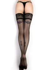 Medias fantasía autoadhesivas negras con motivos azules – Ballerina 415