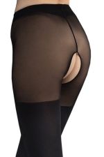 Twilight – Panty negro opaco 40 DEN con abertura y efecto liguero – Fiore