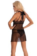 Neearis – Camisón Sexy Transparente con Bordado y Plumeti