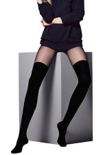 Chloe – Collant nero fantasia con effetto calza coprente – Veneziana