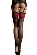 Scarlett – Medias negras con costura roja para liguero – Fiore