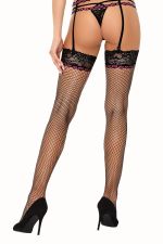 Tamerin – Medias Negras de Rejilla con Encaje – Livco Corsetti