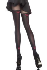 Canella – Panty negra opaca con costura roja – Fiore