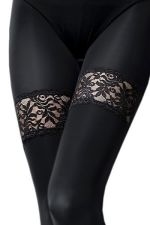Risky Game – Panty Mujer Negro Opaco con Liguero de Encaje – Knittex