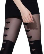 In Love – Collant Fantasia Nero con Motivi a Cuori – Knittex