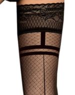 Medias negras sexy autoadherentes con efecto costura y malla – Ballerina