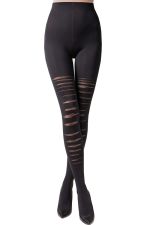 Axel – Panty opaco negro con original efecto rasgado – Gabriella