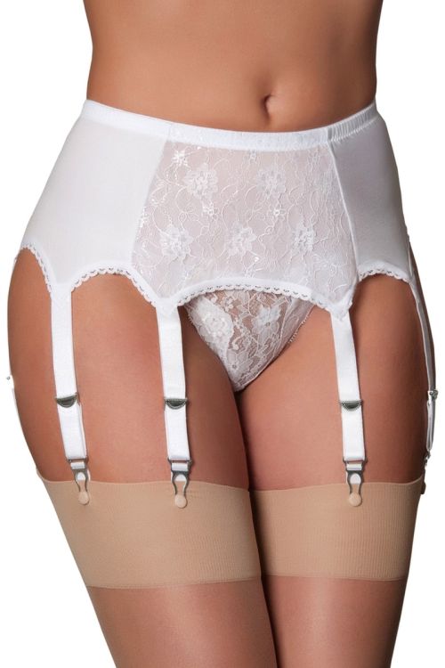 Candice – Liguero blanco sexy con 8 ligas