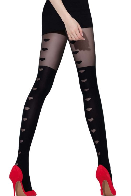 In Love – Panty Fantasía Negro con Motivos de Corazones – Knittex