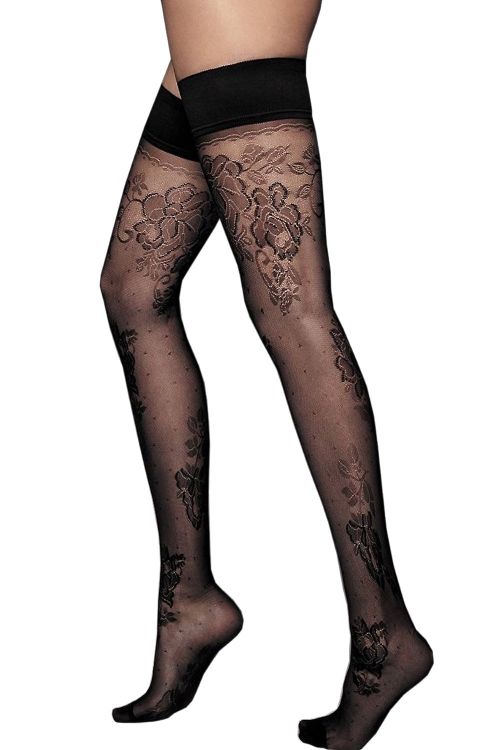 Clara – Autoreggenti Nere con Effetto Tatuaggio – Veneziana