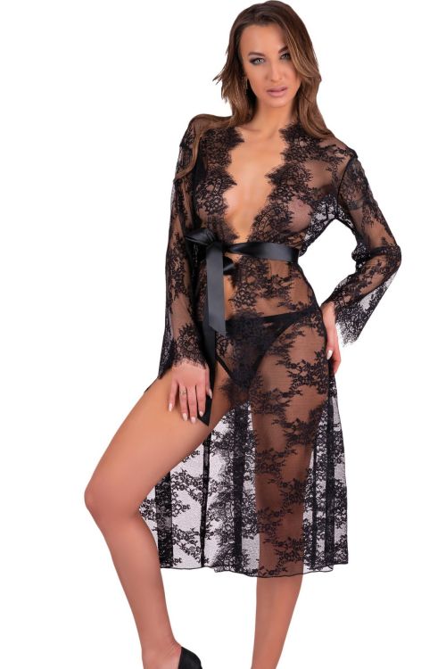 Mostina – Bata sexy de encaje negro – Livco