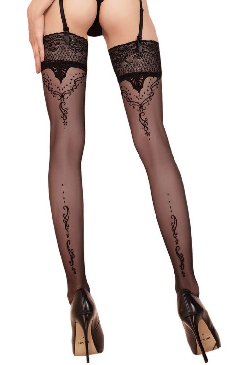 Medias negras sexys autoadherentes con diseño original – Ballerina