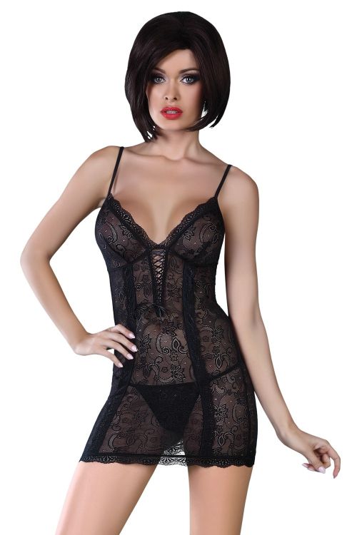Hannah – Camisón de encaje negro – Livco Corsetti