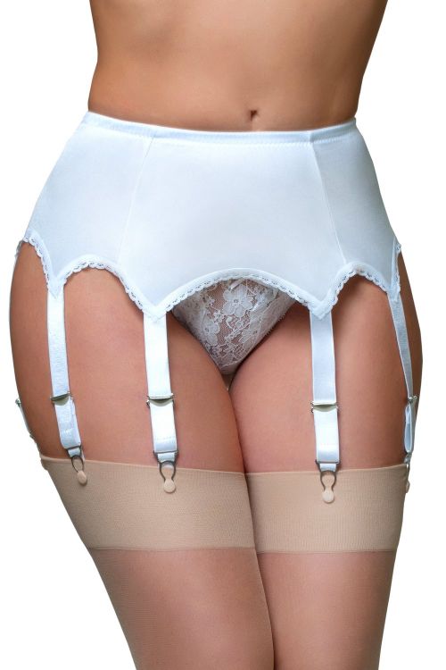 Charis – Liguero blanco vintage con 8 ligas