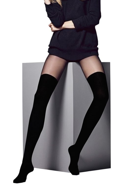 Chloe – Pantys negros de fantasía con efecto de media opaca – Veneziana