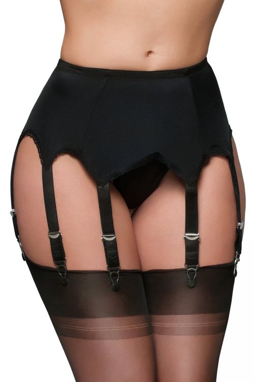 Charis – Liguero negro vintage con 8 ligas